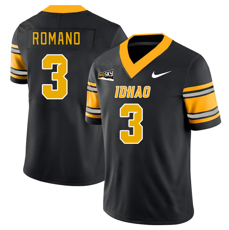 Men-Youth #3 Nick Romano Idaho Vandals 2023 College Football Jerseys Stitched-Black